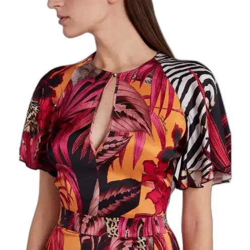 Just Cavalli Cape Sleeve Keyhole Dress Size 44IT Medium