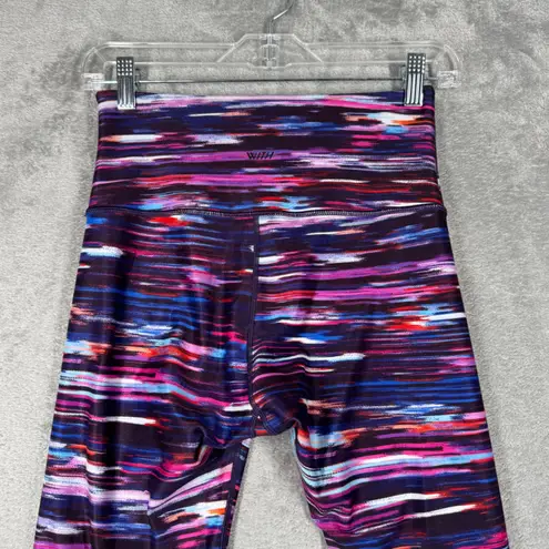 Peloton WITH Womens Blue Tie Dye & Purple Marled Reversible Leggings Size XS