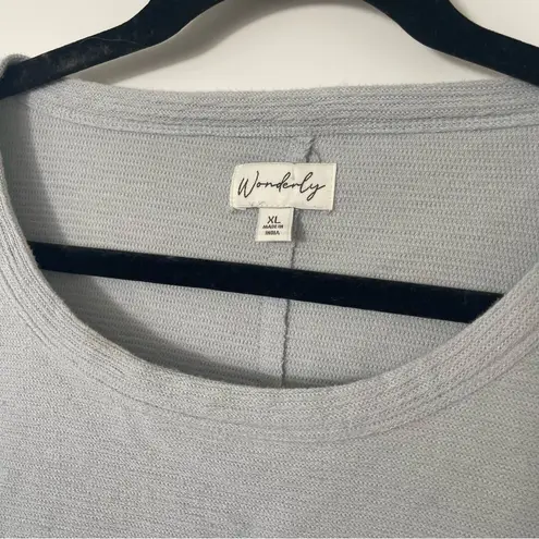 Wonderly Textured Knit Oversized Dusty Blue Top in Women's Size XL - Image 3