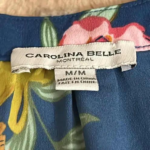 Carolina belle Floral print sleeveless multi-colored blouse in size M •