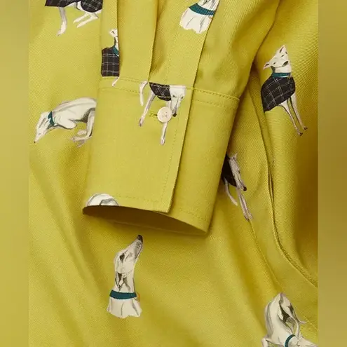 Hobbs London Limited Edition 40th Anniversary Alana Whippet dog Shirt blouse 8 Yellow
