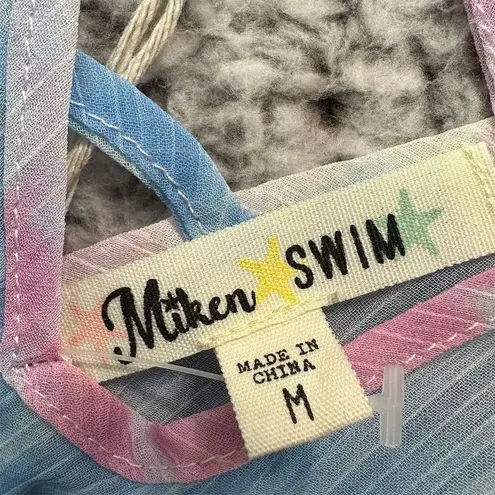 NWOT Swim Tie Dye Caftan Cover Up M Boho Beach Sheer Pastel Resortwear Blue Size M