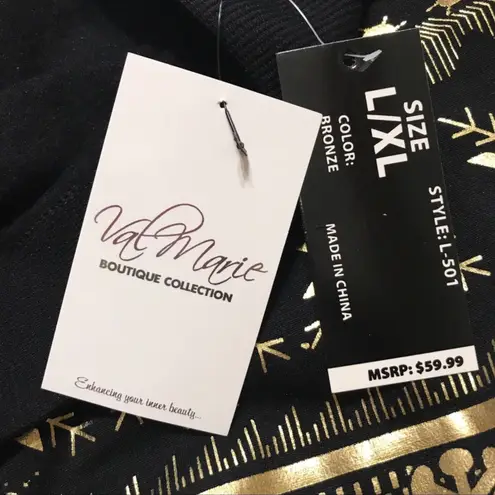 Linda Michael Black Leggings w/Gold Reindeer-Sz L/XL