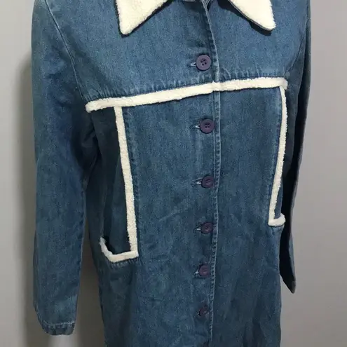 Blue J. Denim Jean Sherpa Vintage Trench Coat Size M