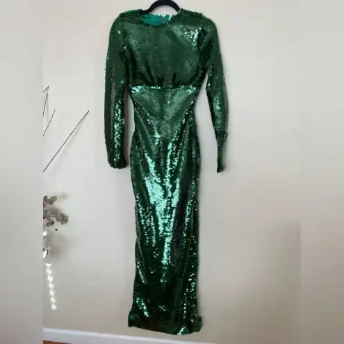 House Of CB  'Belle' Pine Green Sequin Maxi Dress‎ NWOT size S