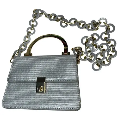Moda Luxe Grey Handbag Crossbody Metal Handles Removable Chain Strap - Image 5
