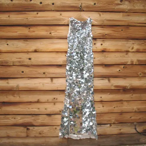 Mac Duggal 5959 Sleeveless Disc Sequin Gown Dress