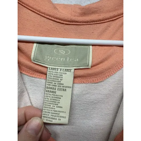 Green Tea Orange Hoodie Jacket Size XL Short Sleeve Full Zip Boho Hippie