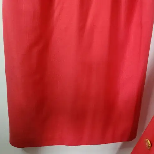 Oleg Cassini Vintage Coral Red Orange Skirt and Blazer Suit Set