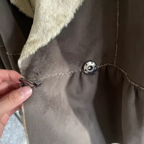 ALYSI Taupe Brown Suede Faux Fur Cropped Wrap Jacket Size 4