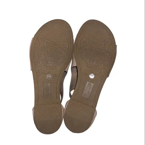 Arizona Jeans NWB Arizona Jean Co Tawny Taupe Sandals Faux Suede Cut Out Flats Women Size 7.5M