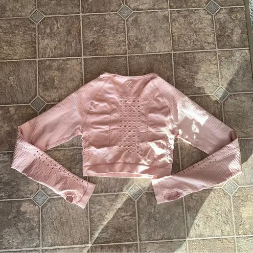 Gymshark  Light Pink Long Sleeve Crop Top Small | Workout, Gyn, Fitness, Exercise