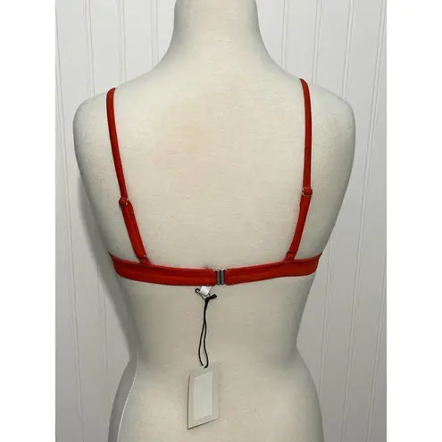 Solid & Striped The Morgan Scoop Neck Bikini Top In Lipstick Red Gingham Large