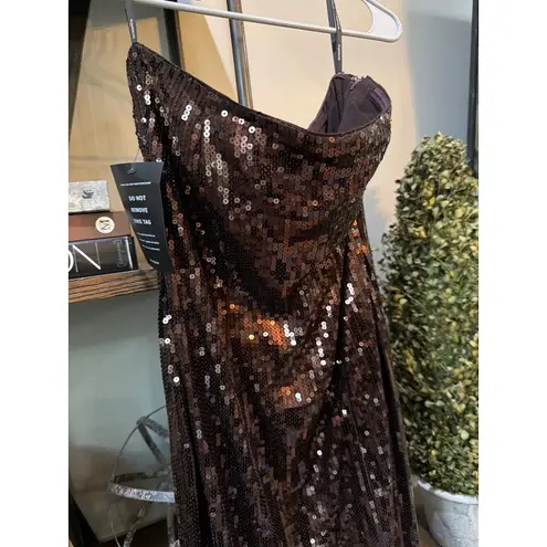 retrofete Ember Sequin Maxi Gown Dress Dark Chocolate Womens Size Small Brown