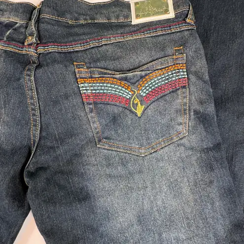 Baby Phat Y2K Jeans Size 15 Rainbow Pocket Flap Embroidered Bootcut Denim