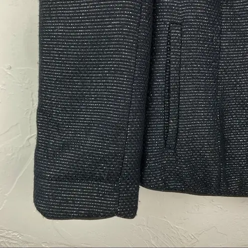 Silence + Noise  Black Silver Striped Capped Sleeve Open Front Blazer Jacket XS