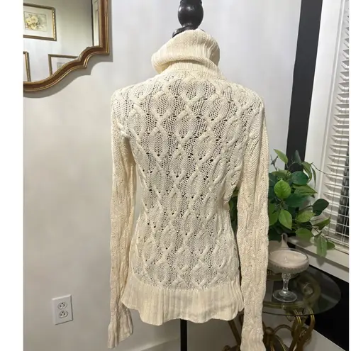 Real Comfort Cream Cable Knit Turtleneck Sweater Womens Medium Knitwear