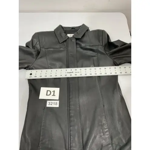 Alfani Womans Outerwear Black Leather Zip Up Jacket Small