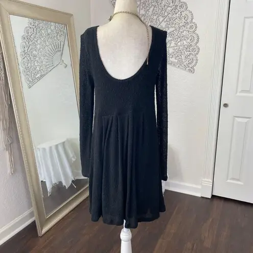 Witchy Whimsygoth Black Knitted Distressed Grunge Babydoll Midi Dress M Size M