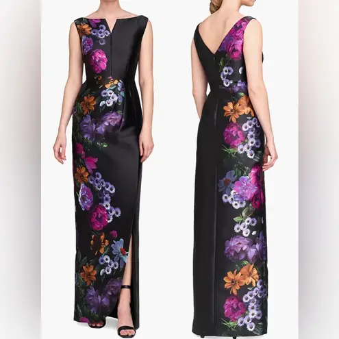 Kay Unger NWOT Helene Column Sleeveless raven boysenberry floral print sz 2