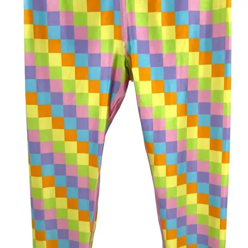Goldsheep Checker Leggings Pastel Multicolor Size XXL Yellow