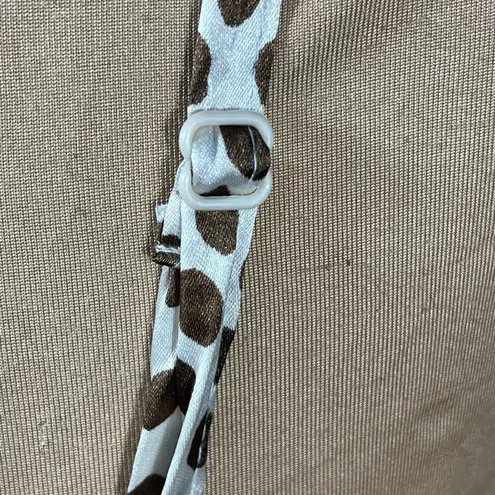 Indulge Maxi Dress Brown and Cream Dot V-Neck Open Back Size L Large