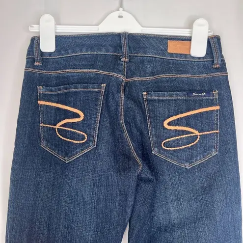 Seven7  Dark Wash Denim Blue Sexy Flare Non Destructed Jeans Size 28