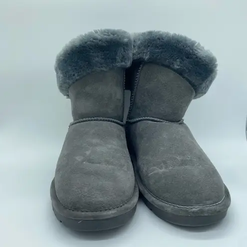 Lamo Gray Lambskin Leather Boots Winter Cozy Loungewear Slippers Women's size 6