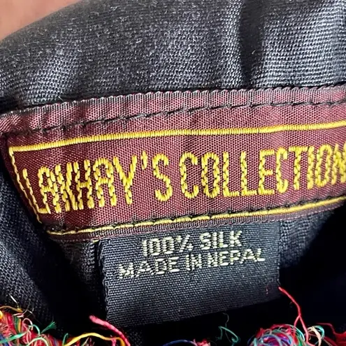 Lakhay's Collection Funky Fringe Woven Boho Crossbody Bag Purse 100% Silk