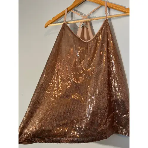 Grace Karin Sequin Tank Top Sleeveless Party Shimmer Sparkle Top L