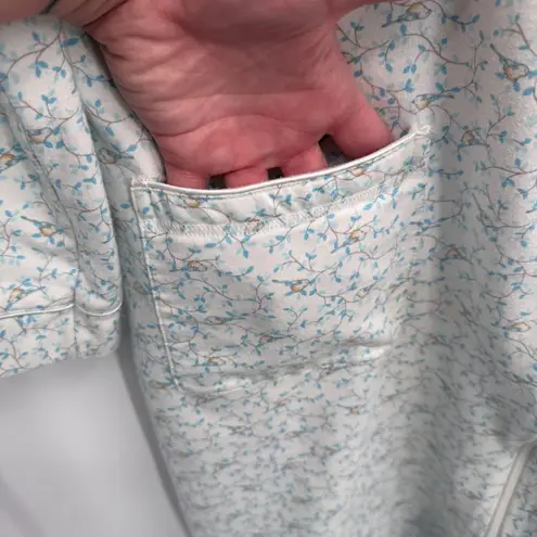 Miss Elaine Blue Jay Full Zip Robe Gown Womens Medium White Blue Cotton Blend