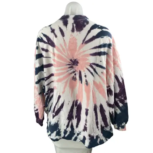 Electric & Rose Womens Multicolor Long Sleeve Tie Dye Crew Neck Sweatshirt Top S Black