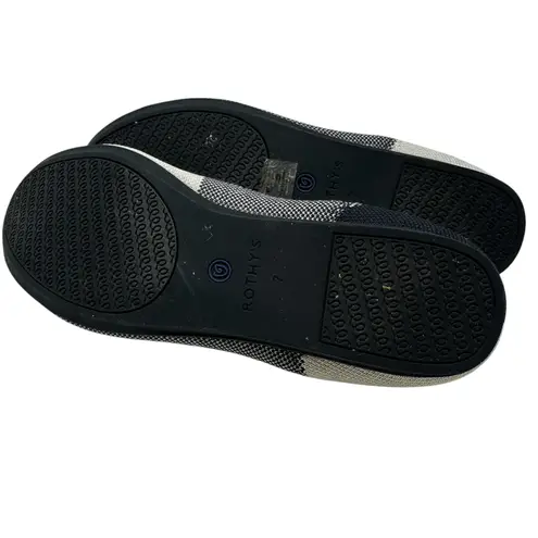 Rothy's The Flat Captoe Black White Plaid Check Retired Ballerina Size 7