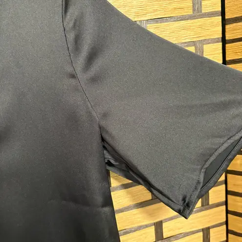 Joie  Black‎ Satin Lace Trim Short Sleeve Blouse Size Small