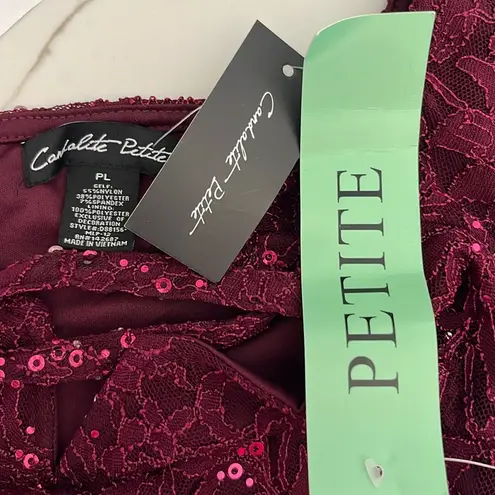 Candalite Petite Plum Colored Lace Dress with side Ruching Purple Size undefined