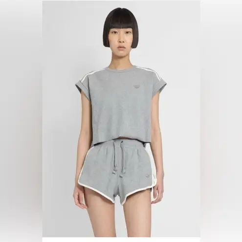 Adidas originals blue version waffle knit crop top dolphin hem shorts set gray M Size M
