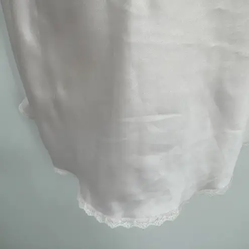 Vintage 80s Sara Beth Satin Cami Top Small Pink White Lace Embroidered Beaded