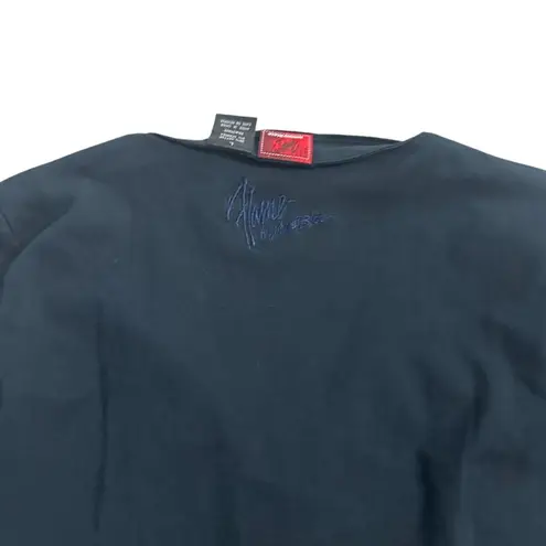 JOHNNY BLAZE Flame Black Long Sleeve Top Size Large