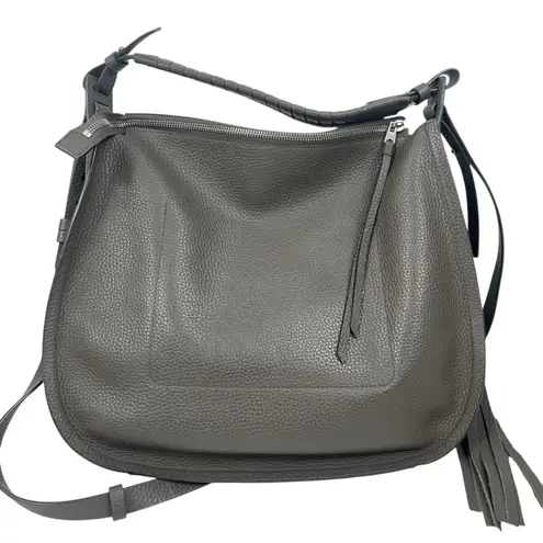 All Saints Mori Hobo Pebble Leather Bag Large Crossbody Bag Mink Grey