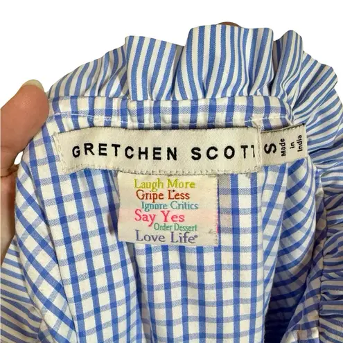 Gretchen Scott Teardrop Ruffle Tiered Midi Dress in Stripe Martine Periwinkle Blue