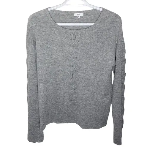 SOH cashmere merino blend cable pullover in fog hue size S Gray