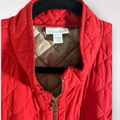 J Jill Quilted Puffer Vest Women’s Size Medium Red Full Zip Sleeveless Active