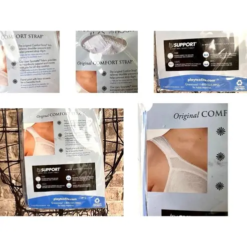 Playtex New 18 Hour Original Comfort Strap Wirefree Bra Sz 36C Floral La…