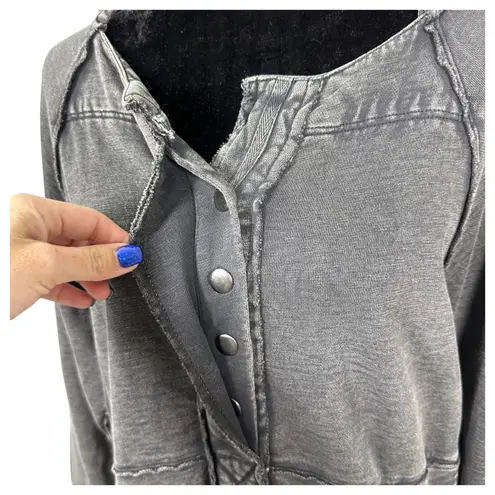 Pilcro Distressed Duster Hoodie Grey Black Size Small