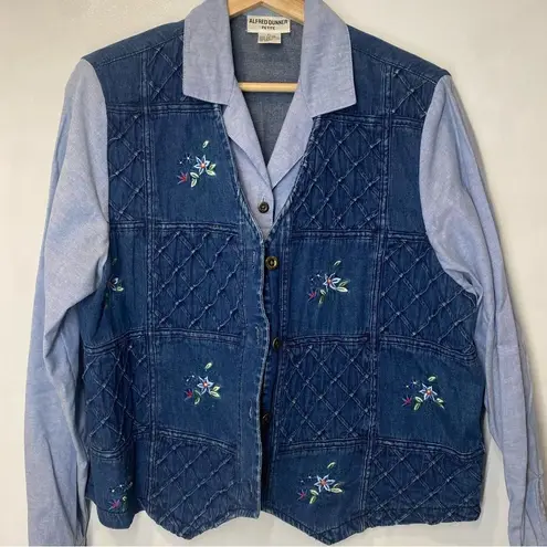 Vintage Blue Alfred Dunner Denim Shirt Vest Combo Petite Size Large