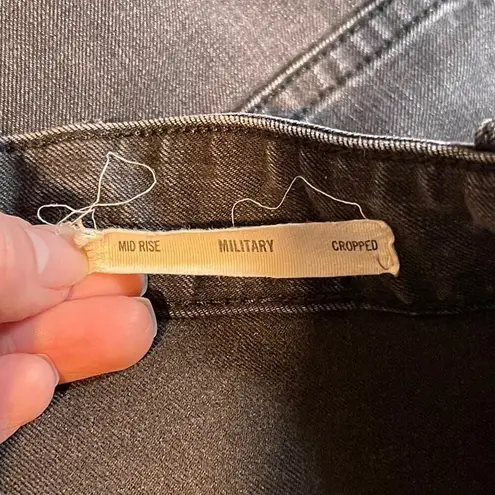 Nili Lotan Cropped French Military Pants Jeans Carbon Grey Cotton Utility SZ 27 Gray