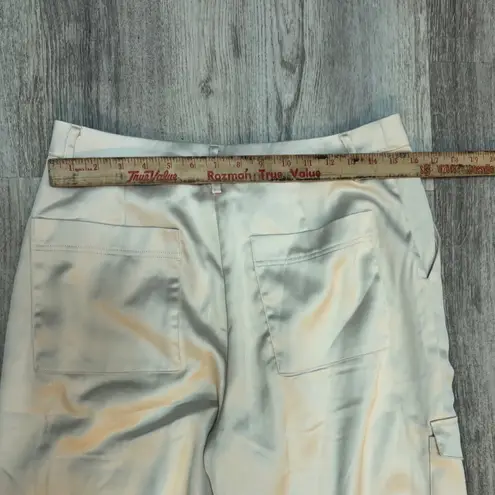 House of Harlow 1960 Cargo Pants Women's Size 10 High Waist Satin Champagne Tan