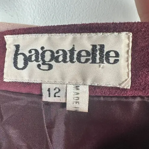Bagatelle Vintage Womens Skirt Size 12 Tiered Suede Leather Burgundy Pencil