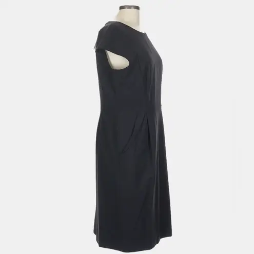 Lafayette 148 New York Black Cap Sleeve Wool Sheath Dress Size 10