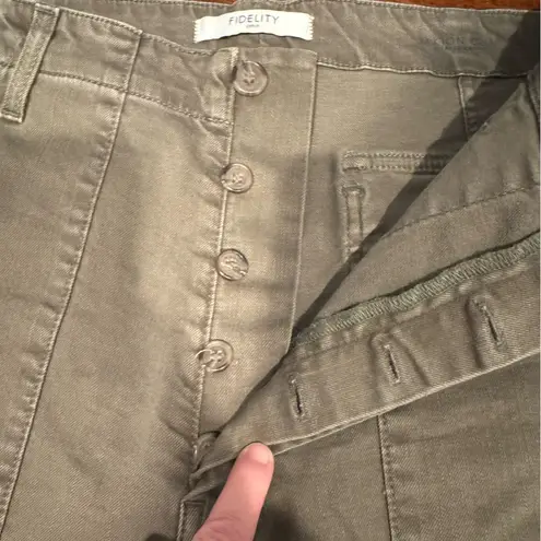Fidelity Denim Jaxton Slouchy Relaxed Cargo Jean in Belmont Olive NWT Green Size 28